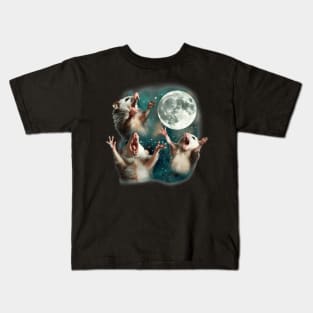 Three Possum Moon  3 Opossum Weird Cursed Meme Kids T-Shirt